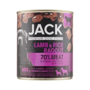 Jack kutya konzerv ragu bárány-rizs hús,800g
