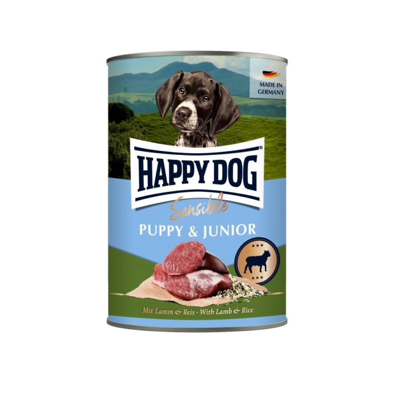 A Happy Dog Supreme Sensible Puppy & Junior konzerv-bárány és rizs 400g