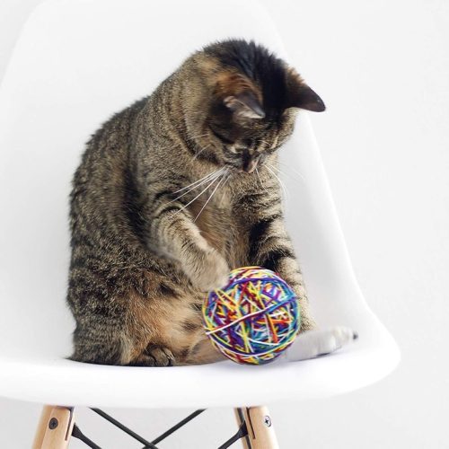 Macska fonalas játéklabda csörgővel-10cm-2 Macska fonalas játéklabda csörgővel-10cm-2