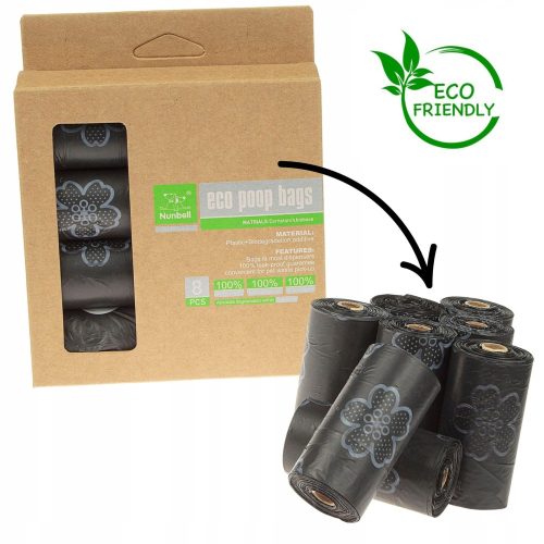Nunbell Ökológiai lebomló ürülékzsákok virág mintával8F Nunbell Ökológiai lebomló ürülékzsákok virág mintával8F