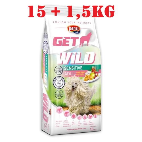 Panzi GetWild Adult Sensitive Lamb & Rice with Apple – 15 + 1.5kg