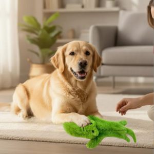 Csipogó zörgő papíros plüss krokodil kutyajáték1