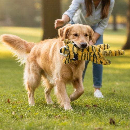 Csipogó zörgő papíros plüss tigris kutyajáték 2