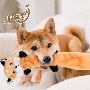 Csipogó plüss róka kutyajáték zörgőpapírral - 46cm 2