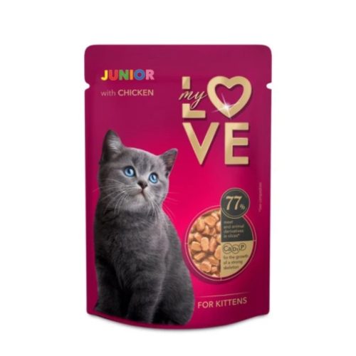 My Love Junior alutasakos kismacskaeledel csirke szószban 85g My Love Junior alutasakos kismacskaeledel csirke szószban 85g