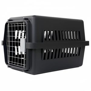 Biztonságos kisállat szállítóbox – fekete, fém ajtóval Biztonságos kisállat szállítóbox – fekete, fém ajtóval