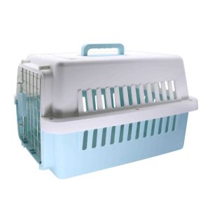 Biztonságos kisállat szállítóbox – kék, fém ajtóval