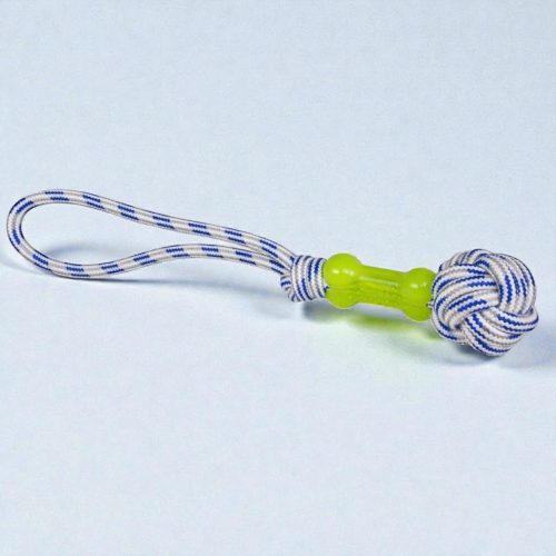 Csomózott fogtisztító kutya játékkötél gumicsonttal 42cm (1)