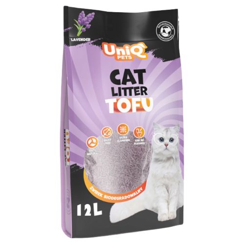 UNIQ Pets Tofu macskaalom, levendula illat 12L UNIQ Pets Tofu macskaalom, levendula illat 12L