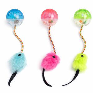 Csörgős macskajáték labda húzó egérrel 3db Csörgős macskajáték labda húzó egérrel 3db