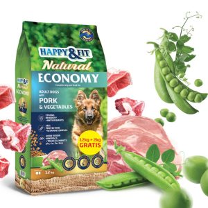 Happy&Fit Natural Economy Adult with Pork and Vegetables 12+2kg Happy&Fit Natural Economy Adult with Pork and Vegetables 12+2kg