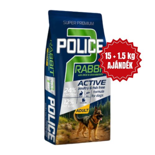 Police Adult Hypoallergenic Rabbit with Rice & Cranberry 15+1,5kg bónusz Police Adult Hypoallergenic Rabbit with Rice & Cranberry 15+1,5kg bónusz