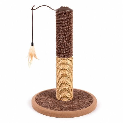 Szizál macska kaparófa tollas függő játékkal 45cm Szizál macska kaparófa tollas függő játékkal 45cm